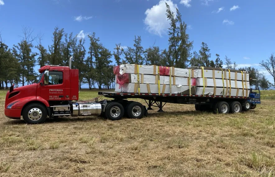 Preferred Transportation Services flatbed truck hauling freight in Hawaii